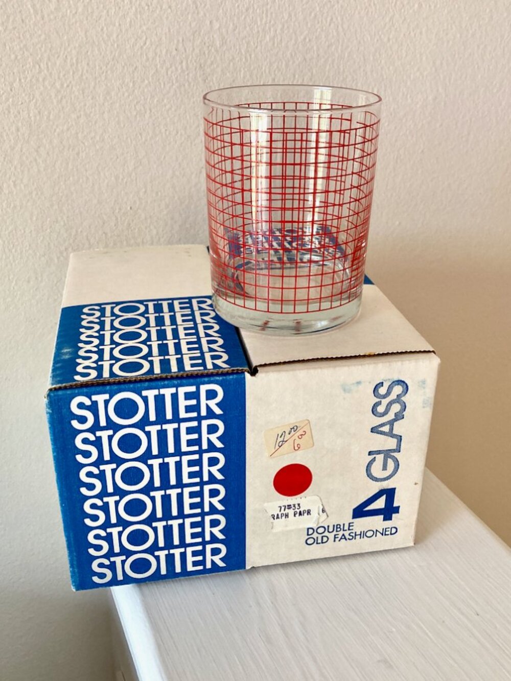 1970s Bar Glasses Set of 8 Vintage Stotter in Box Double Old Fashioned 12 oz.